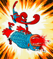 spider-man vs cap-america (encres de couleur)